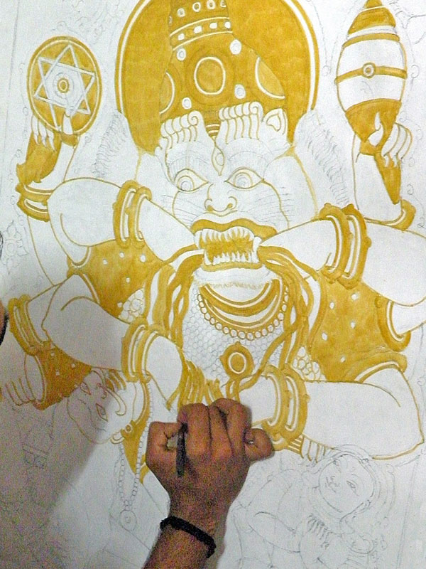 Kerala Mural Kanna Krishna Painting Handmade South Indian Hindu Ethnic –  ArtnIndia