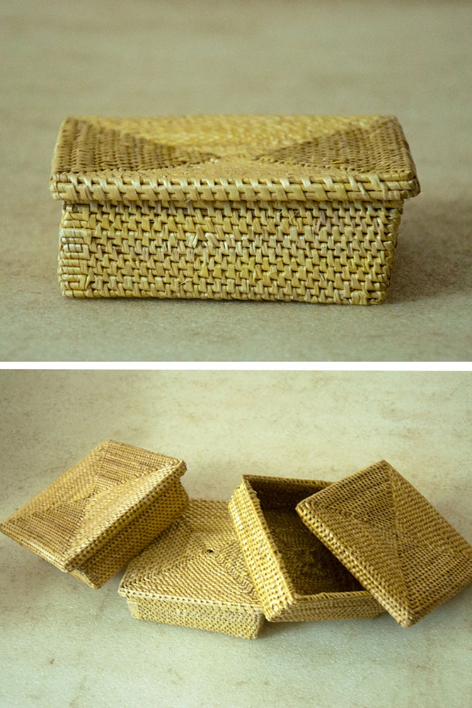 Box Handmade Indian Handicraft Home Decor Collectible Golden Grass Box Jewelry Craft Style of Odisha in East India Keepsake Box Grass Basket