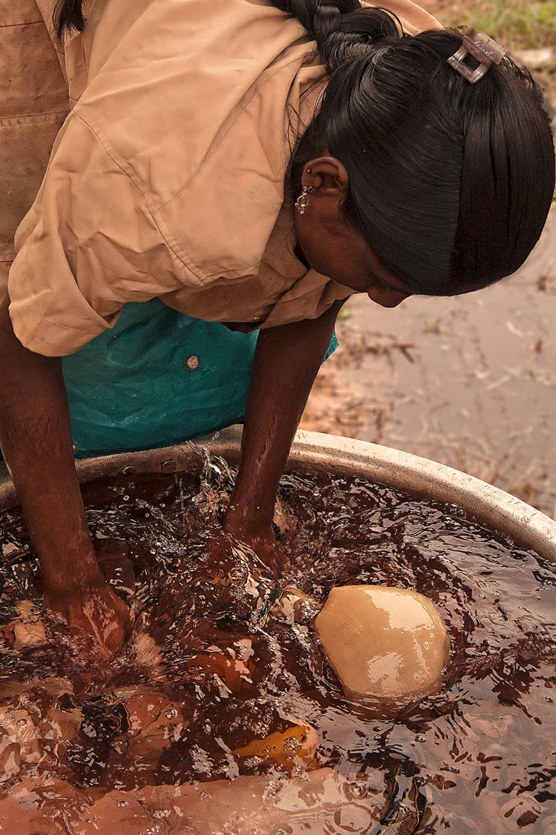 Cloth is finally washed in warm water. col-sm-4