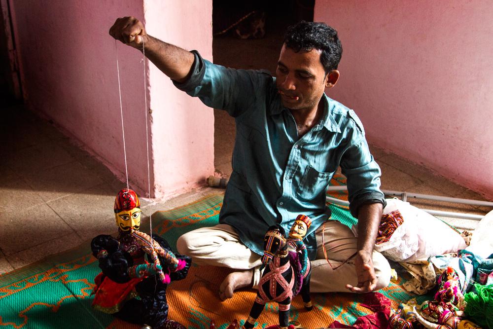 people making puppets